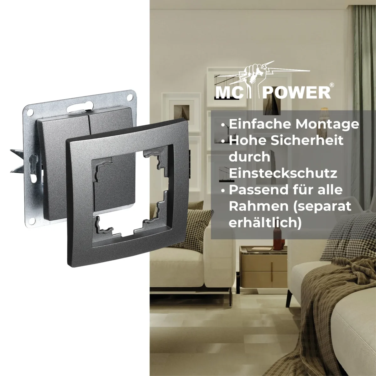 Serien-Schalter McPower "Flair", 2-fach, 250V~/10A, UP, anthrazit – Bild 4