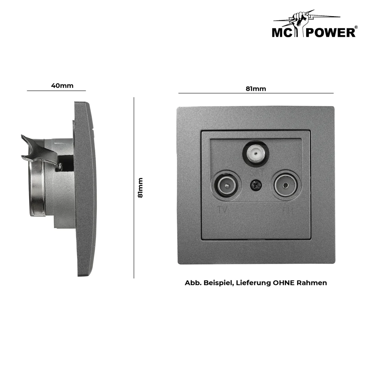 Antennendose McPower "Flair" für TV, Radio und Sat, UP, anthrazit – Bild 3