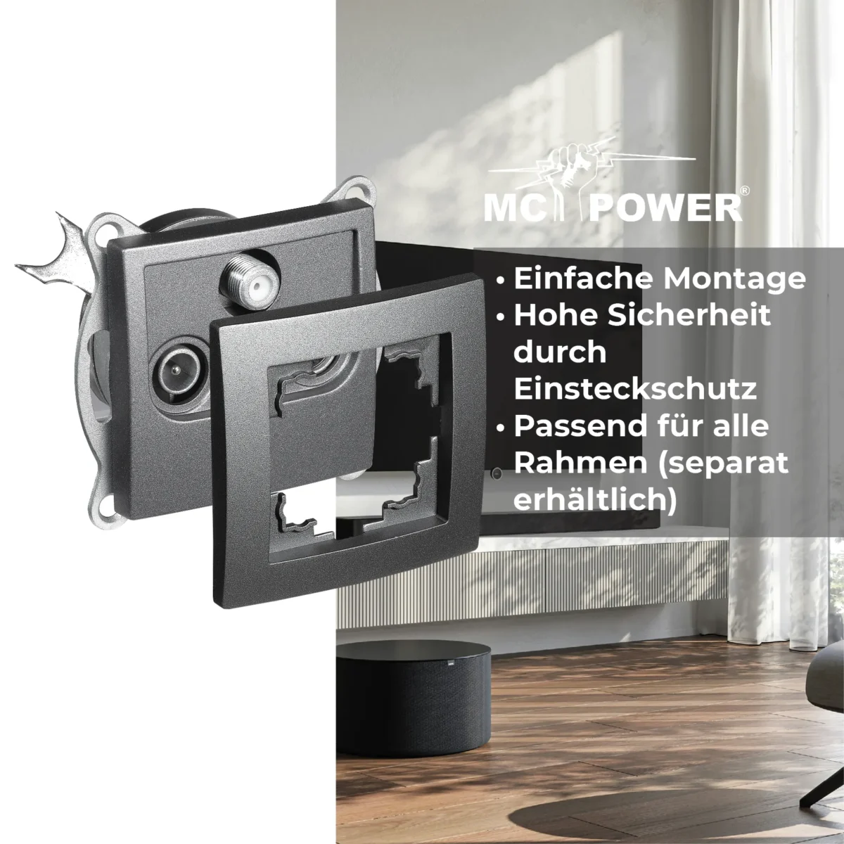 Antennendose McPower "Flair" für TV, Radio und Sat, UP, anthrazit – Bild 4