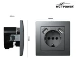 Schutzkontakt-Steckdose mit 2x USB McPower "Flair", 250V, 5V/2,1A, UP, anthrazit – Bild 3
