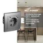 Schutzkontakt-Steckdose mit 2x USB McPower "Flair", 250V, 5V/2,1A, UP, anthrazit – Bild 4