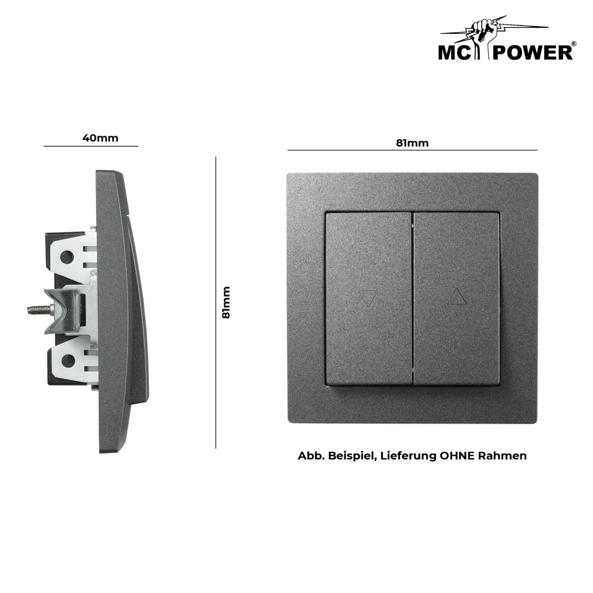 Jalousie-Taster McPower "Flair", Hoch und Runter, 250V~/10A, UP, anthrazit – Bild 3