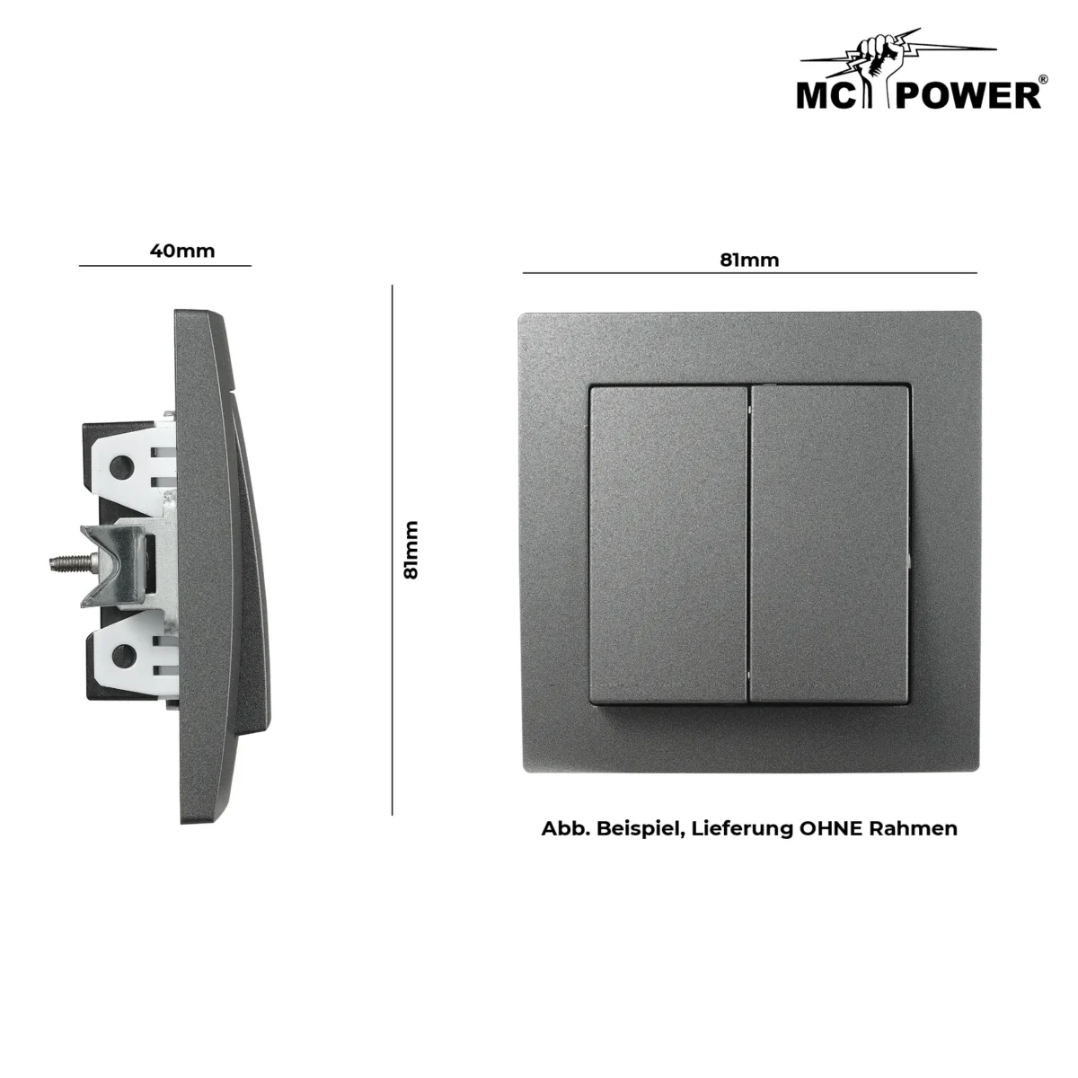 Wechselschalter McPower "Flair" 2-fach, 250V~/10A, UP, anthrazit – Bild 3