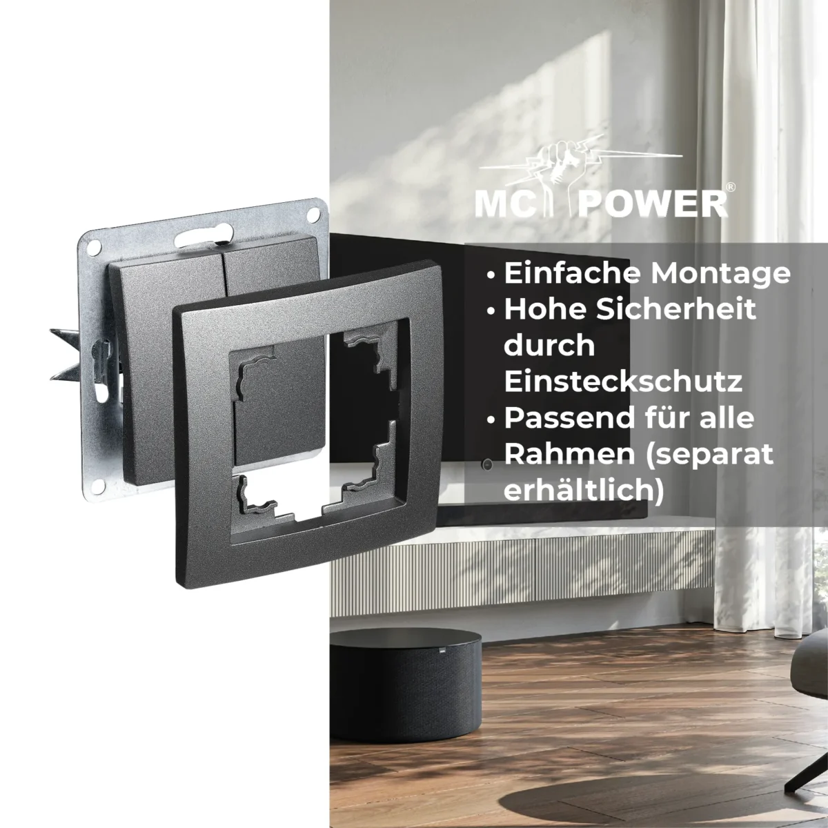Wechselschalter McPower "Flair" 2-fach, 250V~/10A, UP, anthrazit – Bild 4
