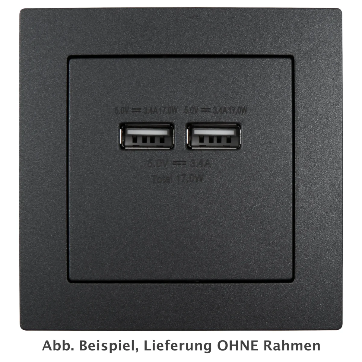 USB-Ladedose McPower "Flair", 2-fach, 5V / 3,4A, UP, anthrazit – Bild 1