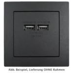 USB-Ladedose McPower "Flair", 2-fach, 5V / 3,4A, UP, anthrazit
