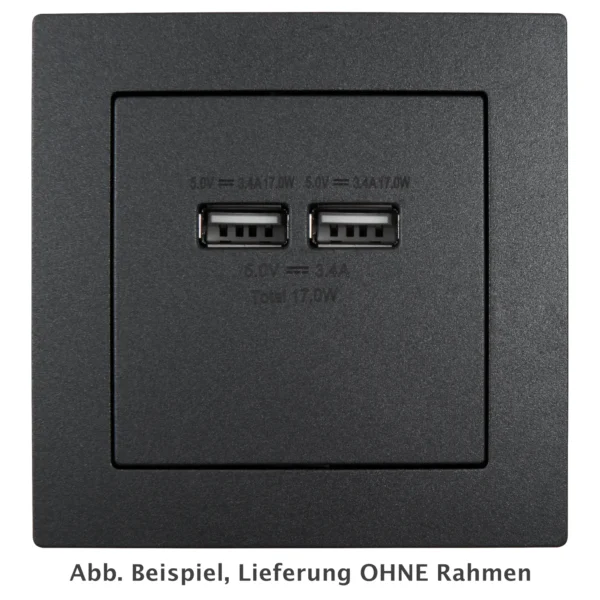 USB-Ladedose McPower "Flair", 2-fach, 5V / 3,4A, UP, anthrazit
