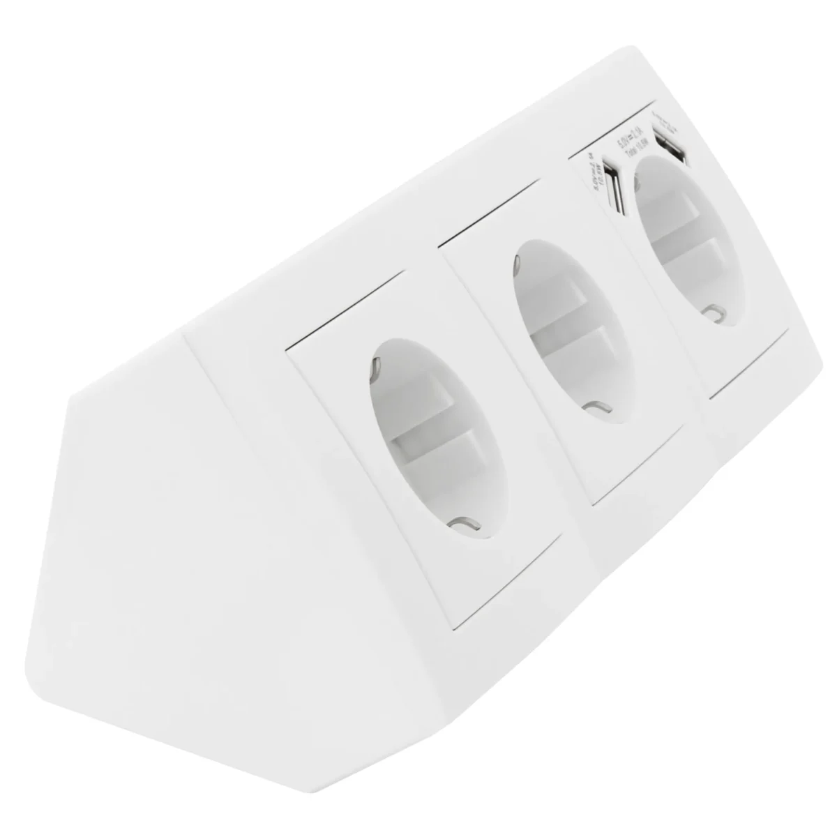 Steckdosenblock McPower "Flair" Aufbau, weiß, 3-fach Schutzkontakt + USB – Bild 3
