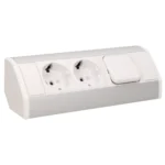 Steckdosenblock Aufbau, silber-weiß, 2fach, ein Schalter, 3680W