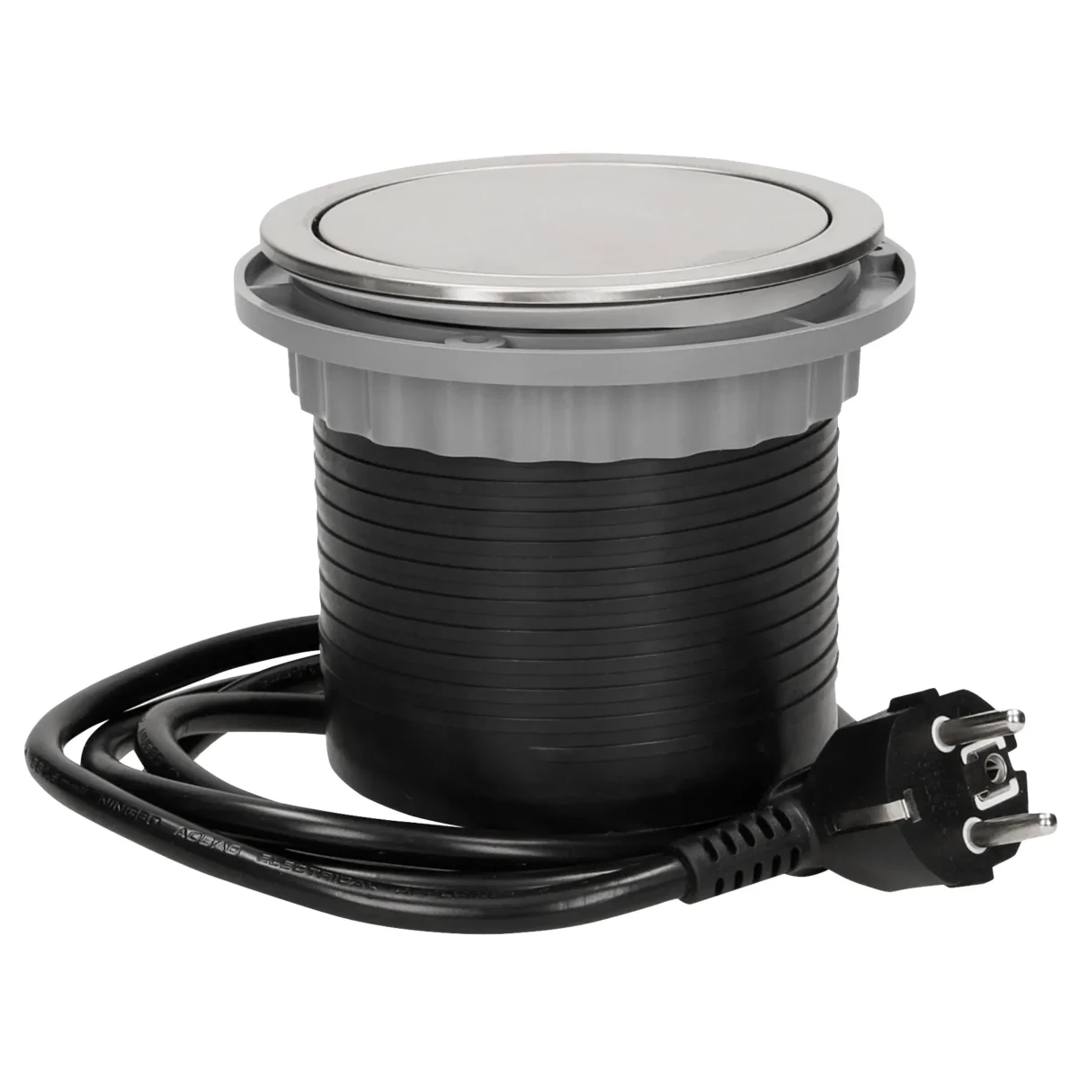 Tisch-Einbausteckdose Ø10cm, 3fach, 2 USB 2,4 A, Edelstahl, versenkbar – Bild 2