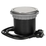Tisch-Einbausteckdose Ø10cm, 3fach, 2 USB 2,4 A, Edelstahl, versenkbar – Bild 2