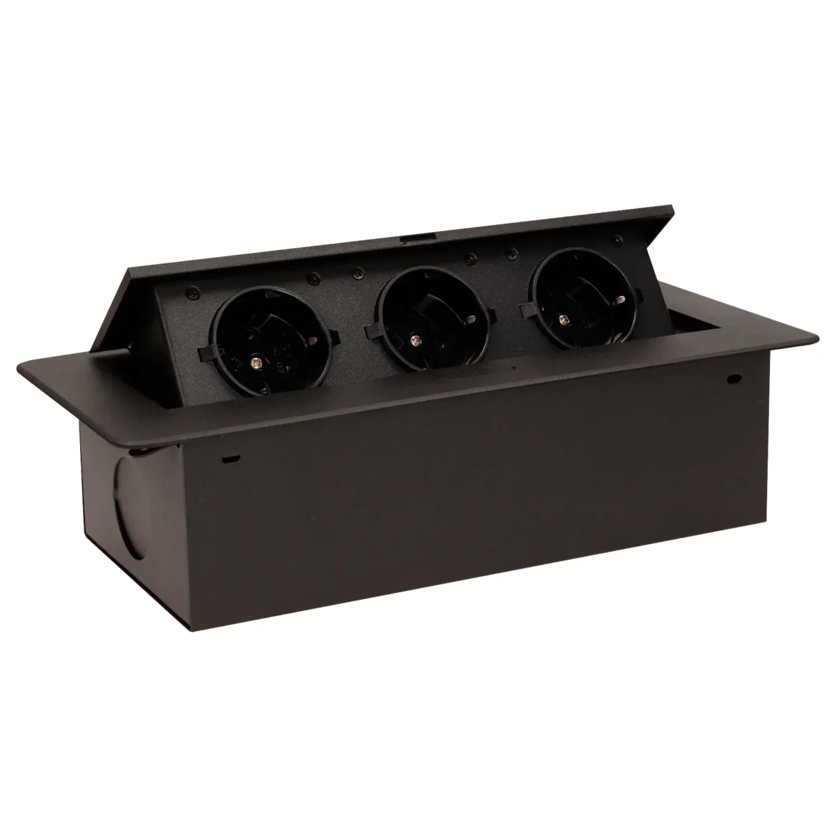 Tisch-Einbausteckdose, 3fach, schwarz, 2500W – Bild 1