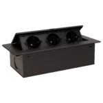 Tisch-Einbausteckdose, 3fach, schwarz, 2500W