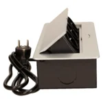 Tisch-Einbausteckdose, 3fach, silber-schwarz, 2500W, 1,5m Anschlusskabel – Bild 3