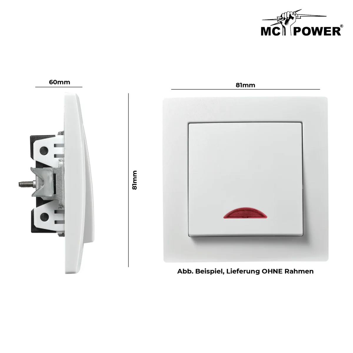 Schalter McPower "Flair", 250V~/10A, UP, weiß mit Orientierungsleuchte – Bild 3