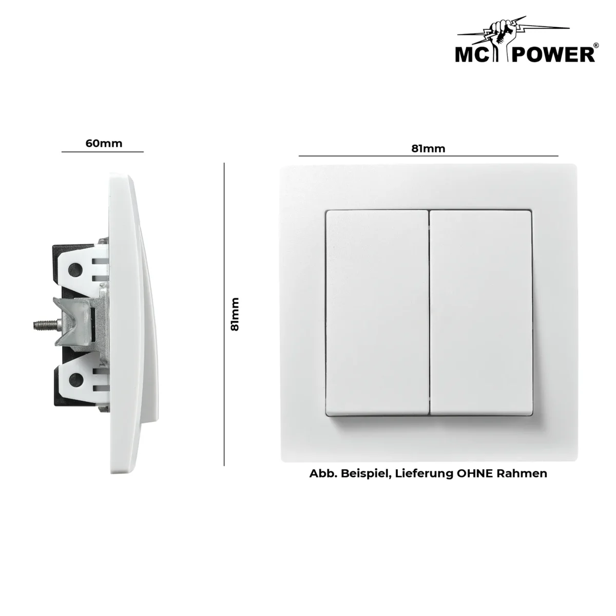Serien-Schalter McPower "Flair", 2-fach, 250V~/10A, UP, weiß – Bild 3