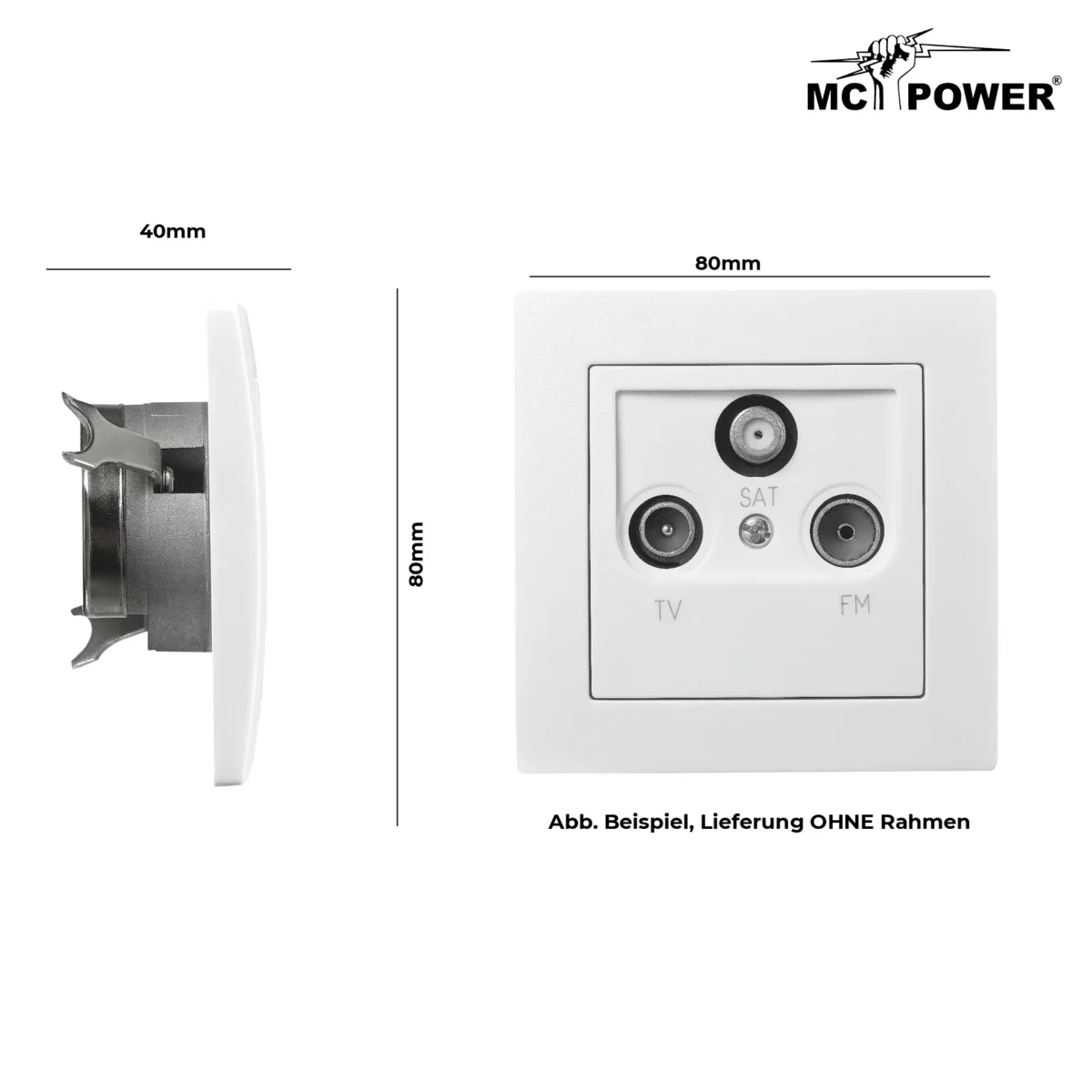 Antennendose McPower "Flair" für TV, Radio und Sat, UP, weiß – Bild 3