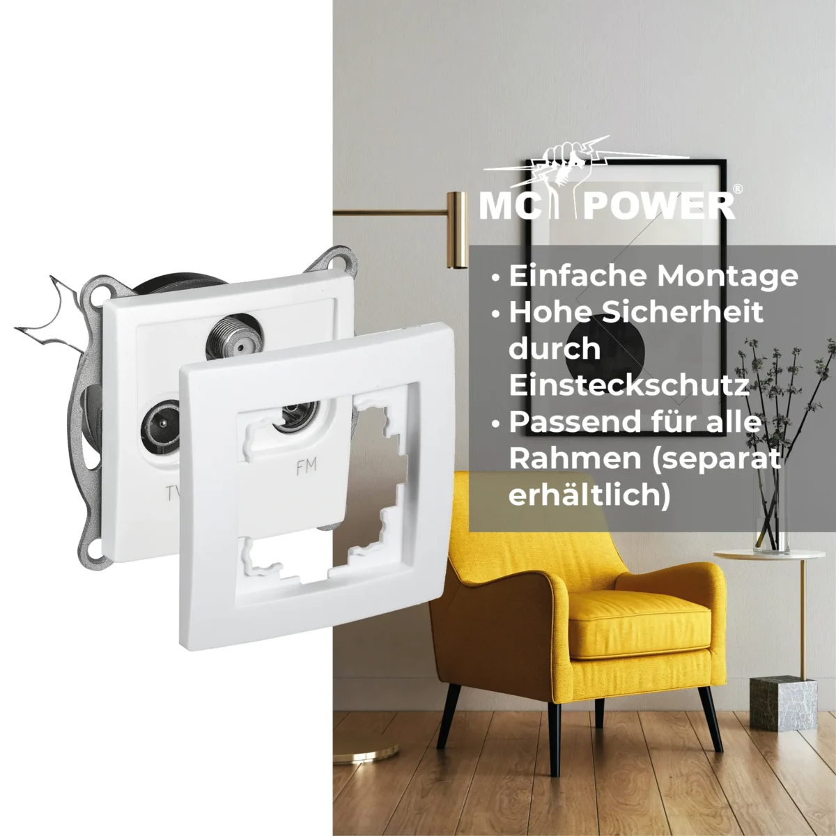 Antennendose McPower "Flair" für TV, Radio und Sat, UP, weiß – Bild 4