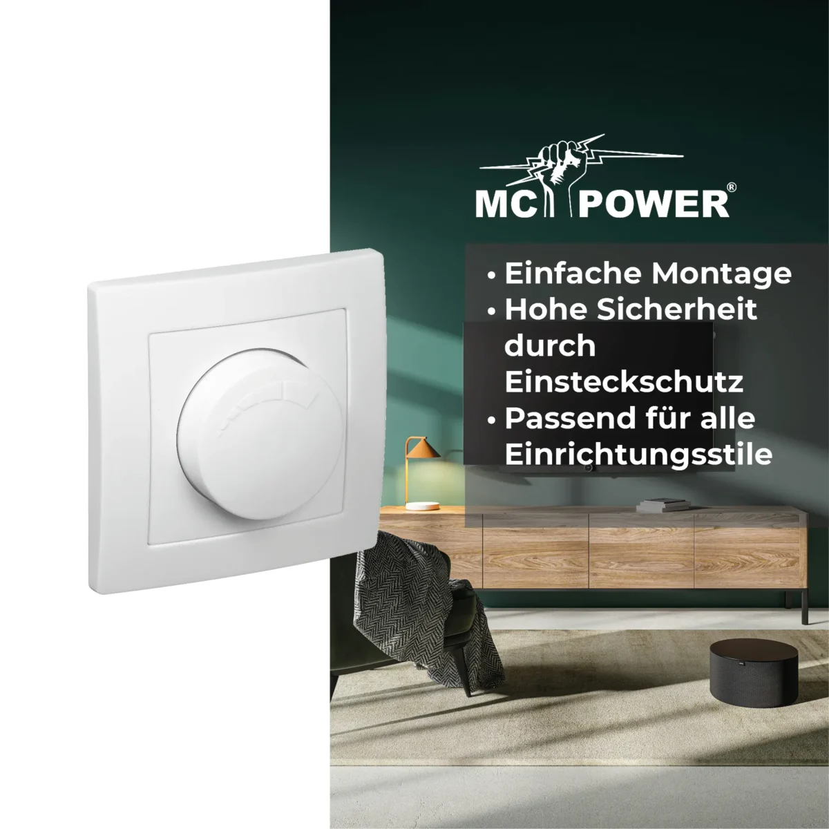 Dimmer für ohmsche Lasten McPower "Flair" 250V~/300W, UP, Memory-Funktion – Bild 4