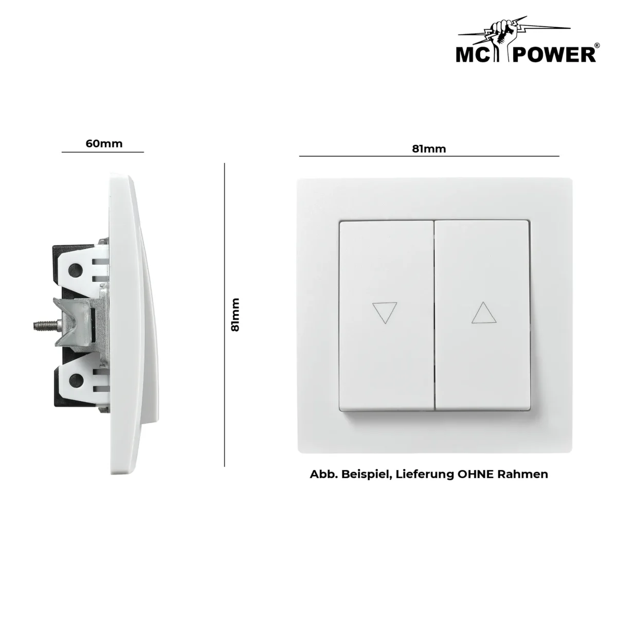 Jalousie-Taster McPower "Flair", Hoch und Runter, 250V~/10A, UP, weiß – Bild 3