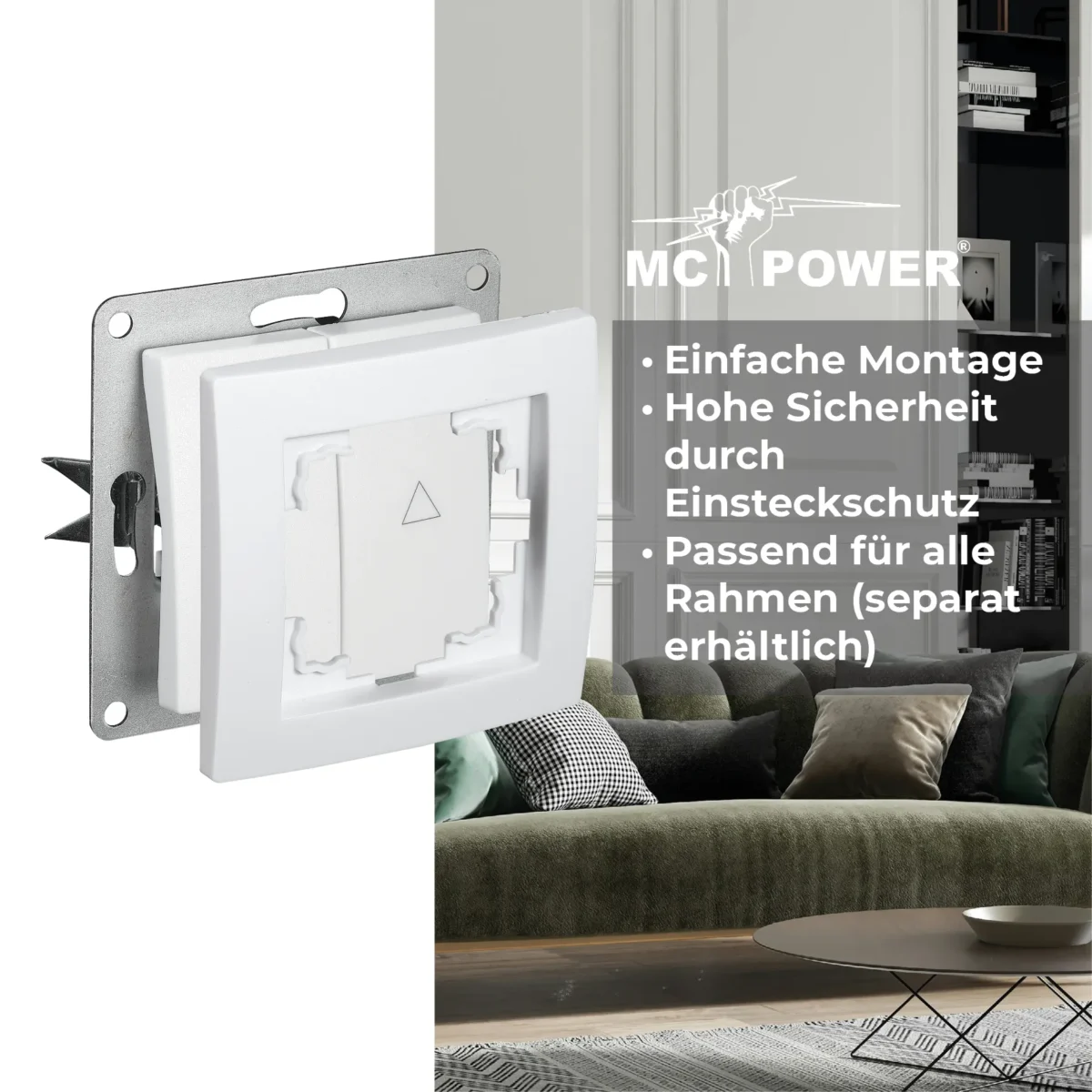 Jalousie-Taster McPower "Flair", Hoch und Runter, 250V~/10A, UP, weiß – Bild 4