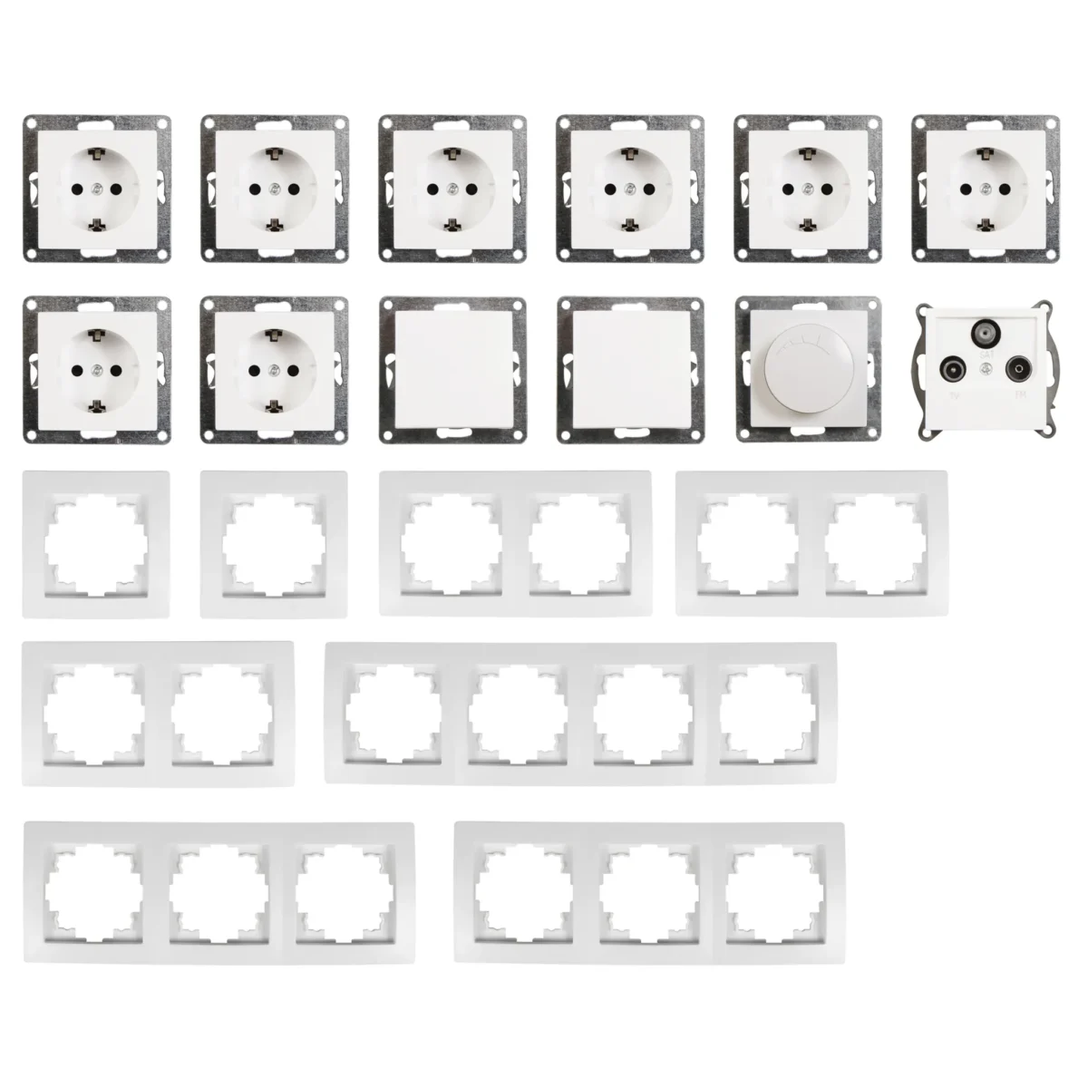 Schalter und Steckdosen Set McPower Flair "Wohnlandschaft Dimmer", 20-teilig, weiß – Bild 2