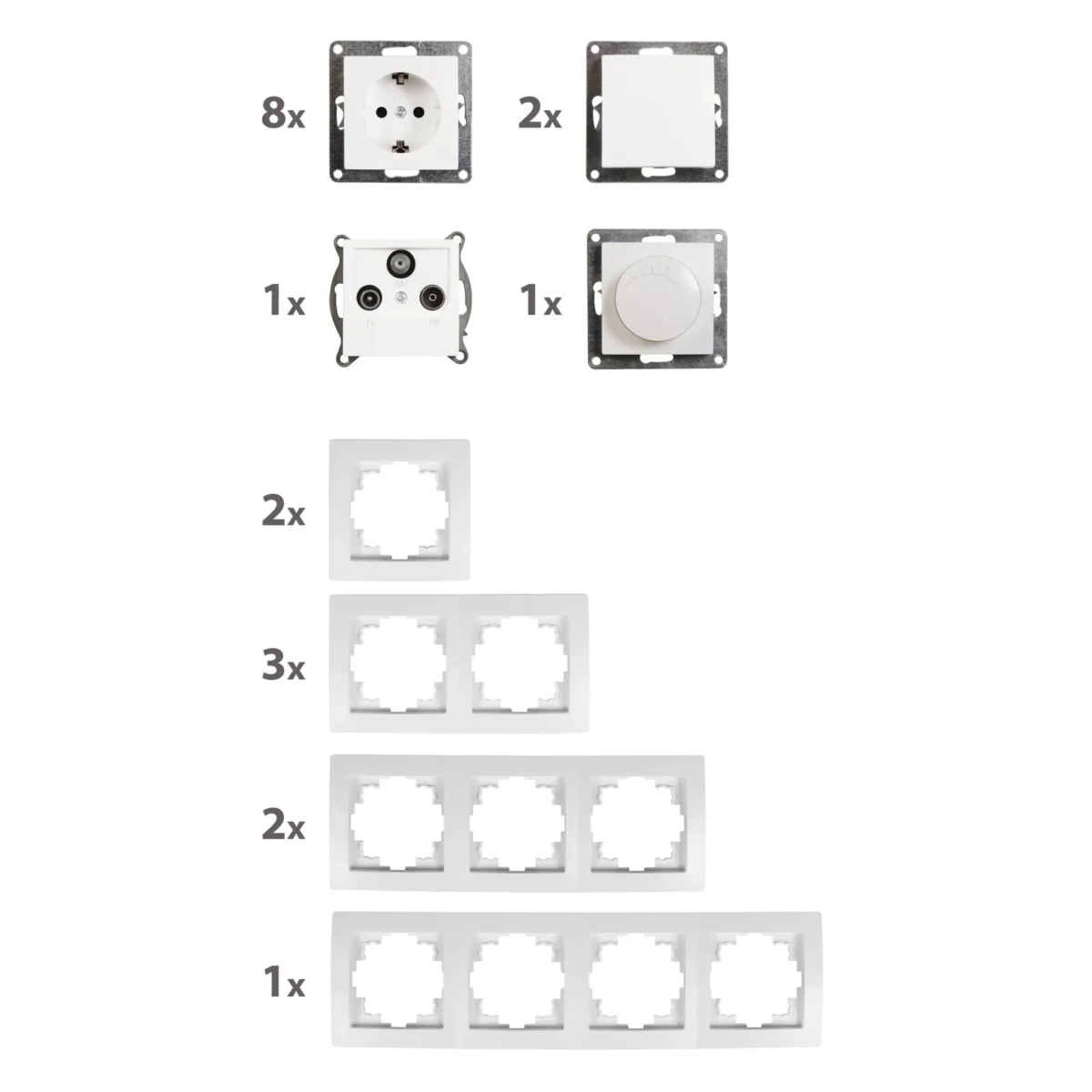 Schalter und Steckdosen Set McPower Flair "Wohnlandschaft Dimmer", 20-teilig, weiß – Bild 3