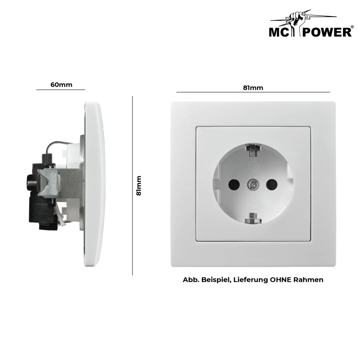 Schutzkontakt-Steckdose McPower "Flair", 250V~/16A, UP, Steckanschluss, weiß – Bild 3