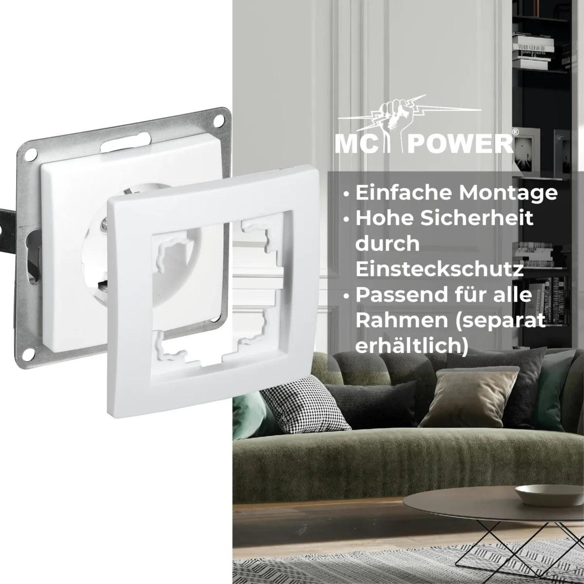Schutzkontakt-Steckdose McPower "Flair", 250V~/16A, UP, Steckanschluss, weiß – Bild 4
