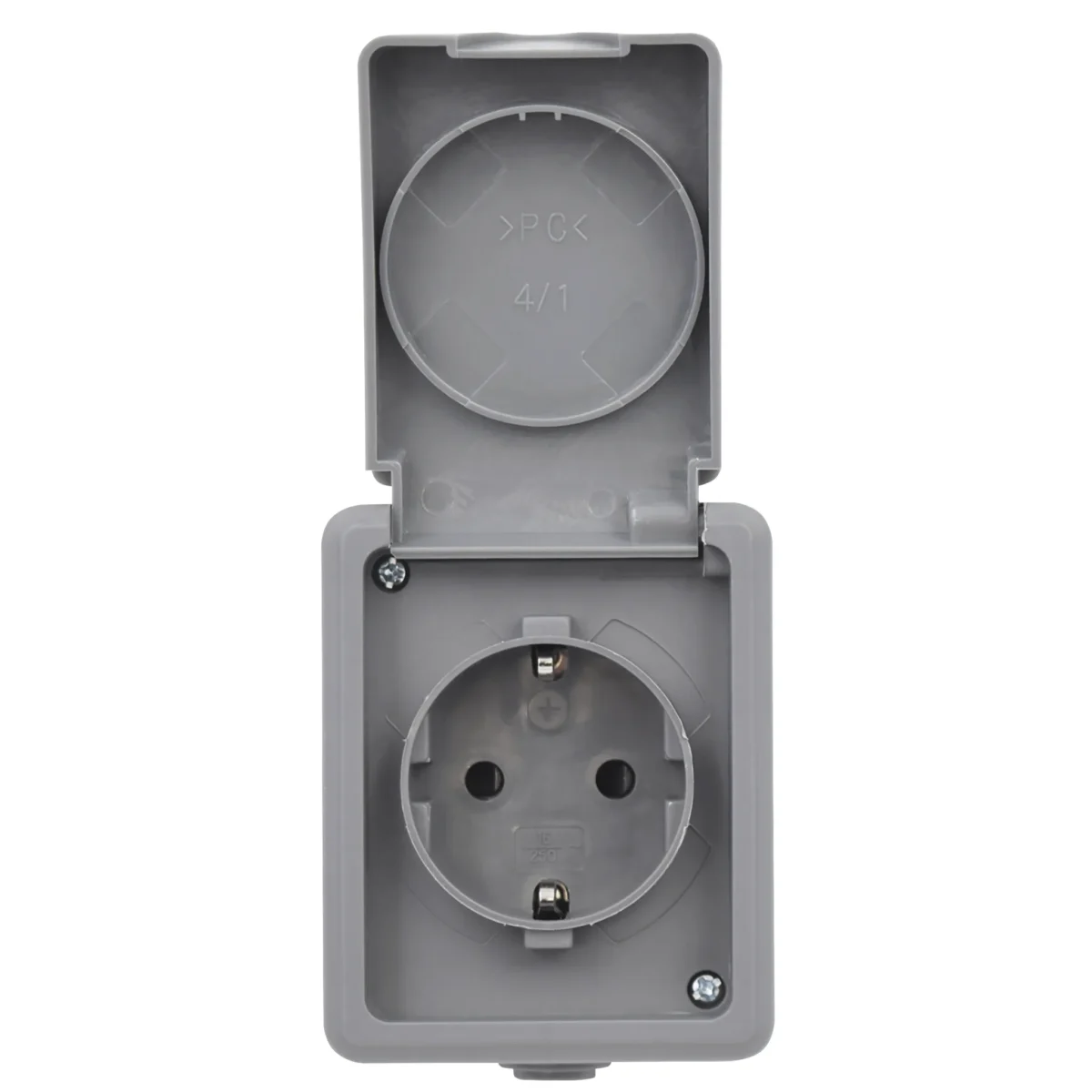 Feuchtraum Steckdose McPower "Secure", 250V~/16A, IP44, AP, grau – Bild 3