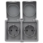 Feuchtraum Doppel-Steckdose McPower "Secure", 250V~/16A, IP44, AP, grau – Bild 3