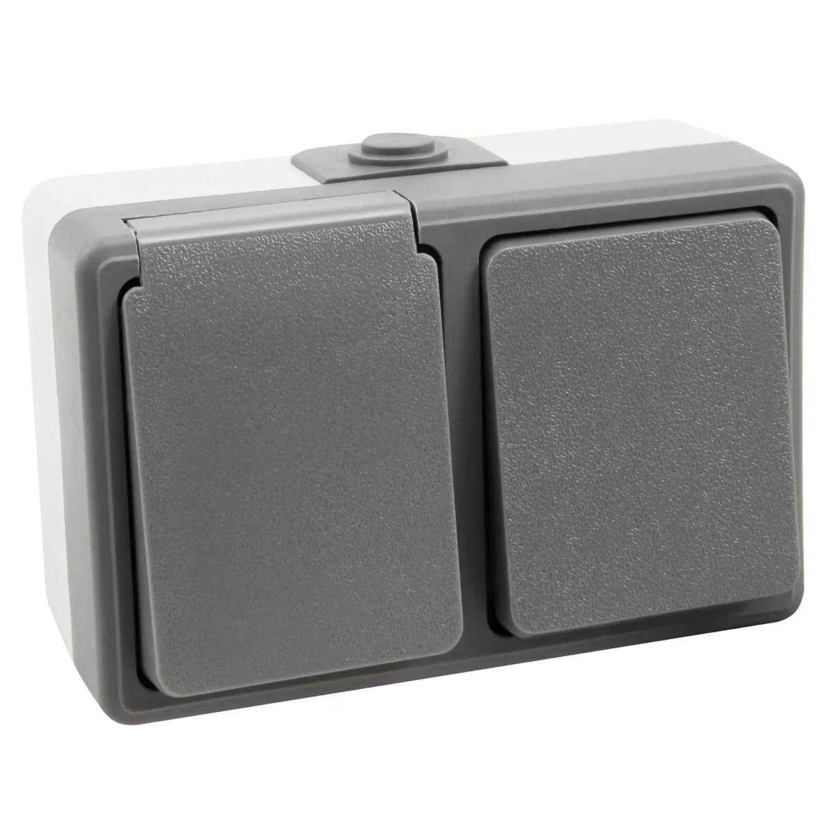 Feuchtraum Kombi-Dose McPower "Secure" 250V~, Schalter+Steckdose, IP44, AP, grau – Bild 1