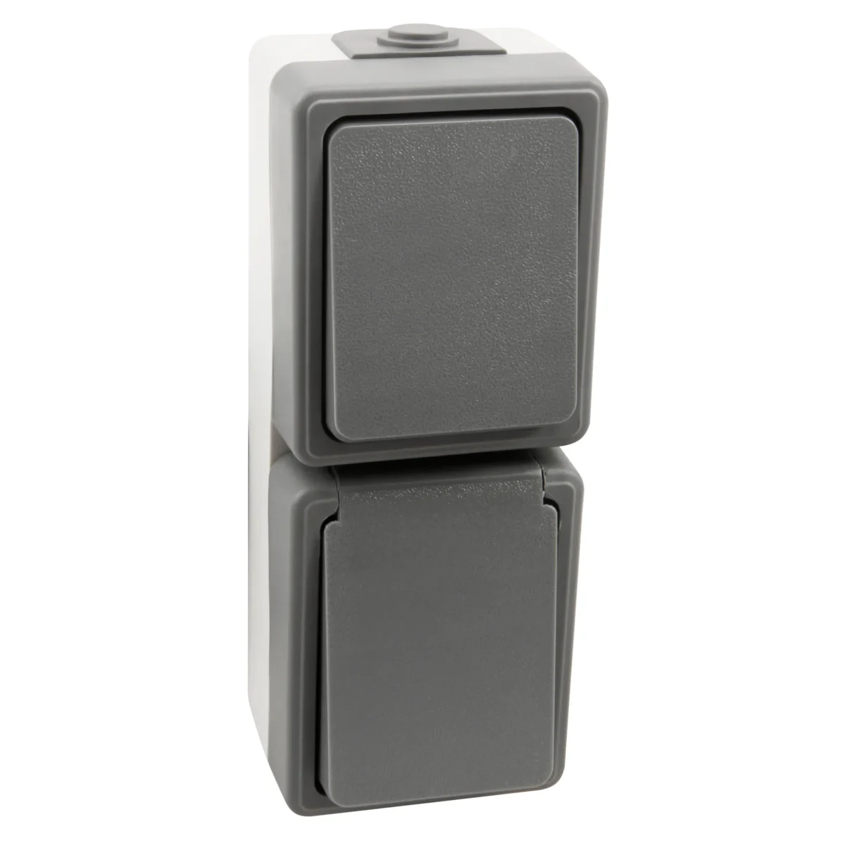 Feuchtraum Kombi-Dose McPower "Secure" 250V~, Schalter+Steckdose, IP44, AP, grau – Bild 1