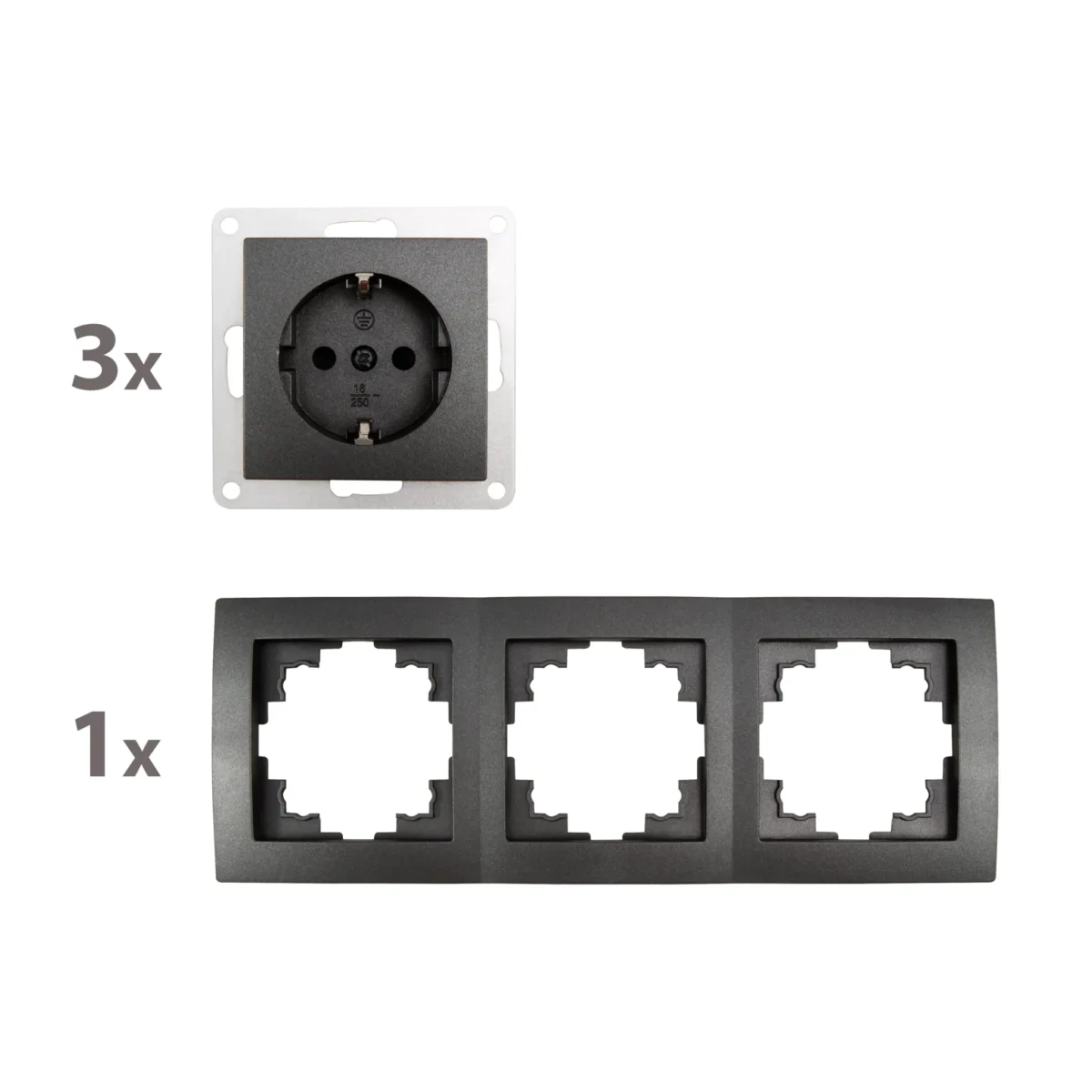 Steckdosen Set McPower Flair "Beginner 3S" 4-teilig, anthrazit – Bild 2