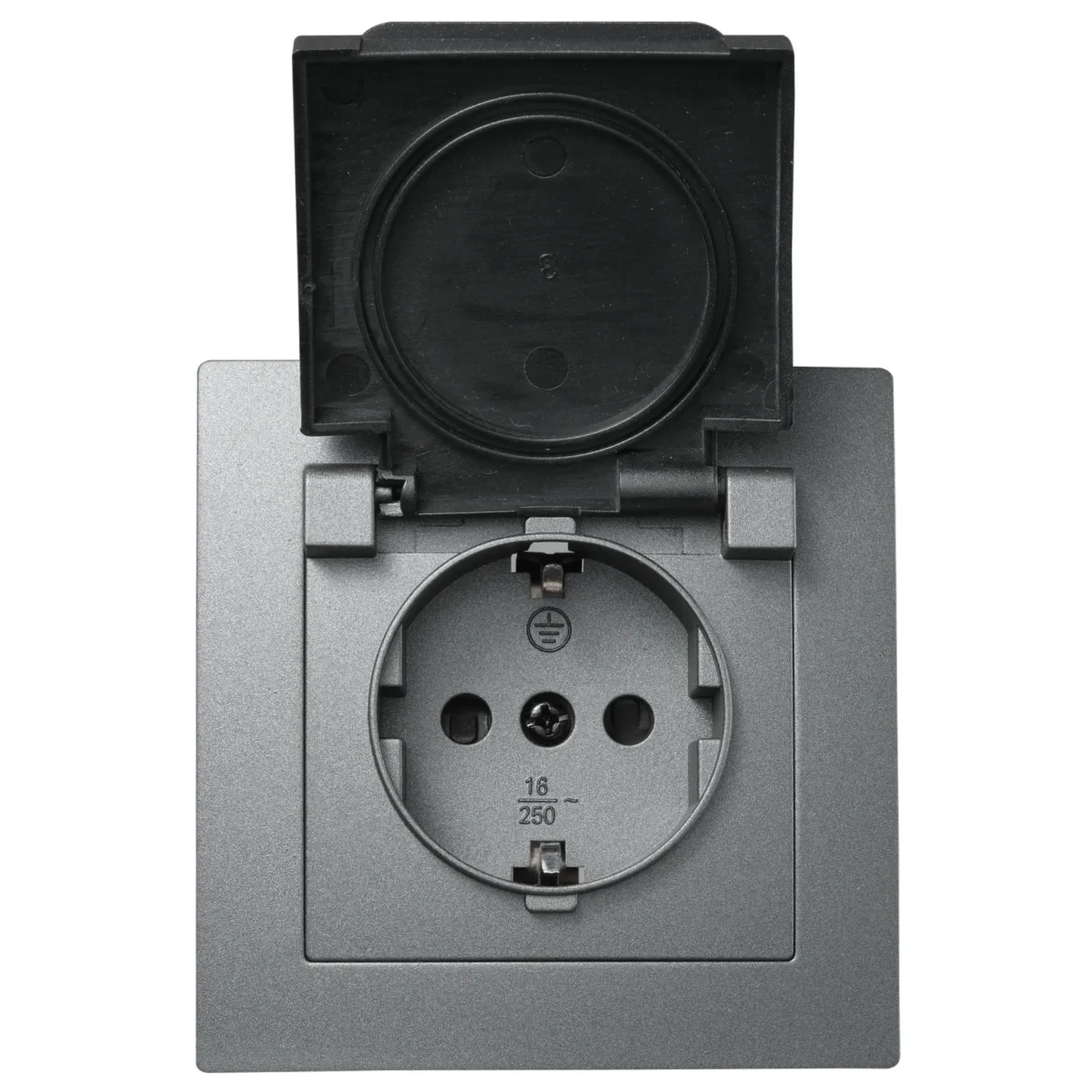 Schutzkontakt-Steckdose McPower "Flair", 250V~/16A, UP, IP44, anthrazit – Bild 2
