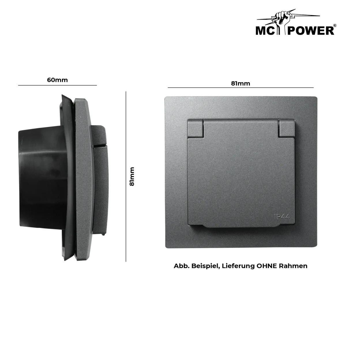 Schutzkontakt-Steckdose McPower "Flair", 250V~/16A, UP, IP44, anthrazit – Bild 3
