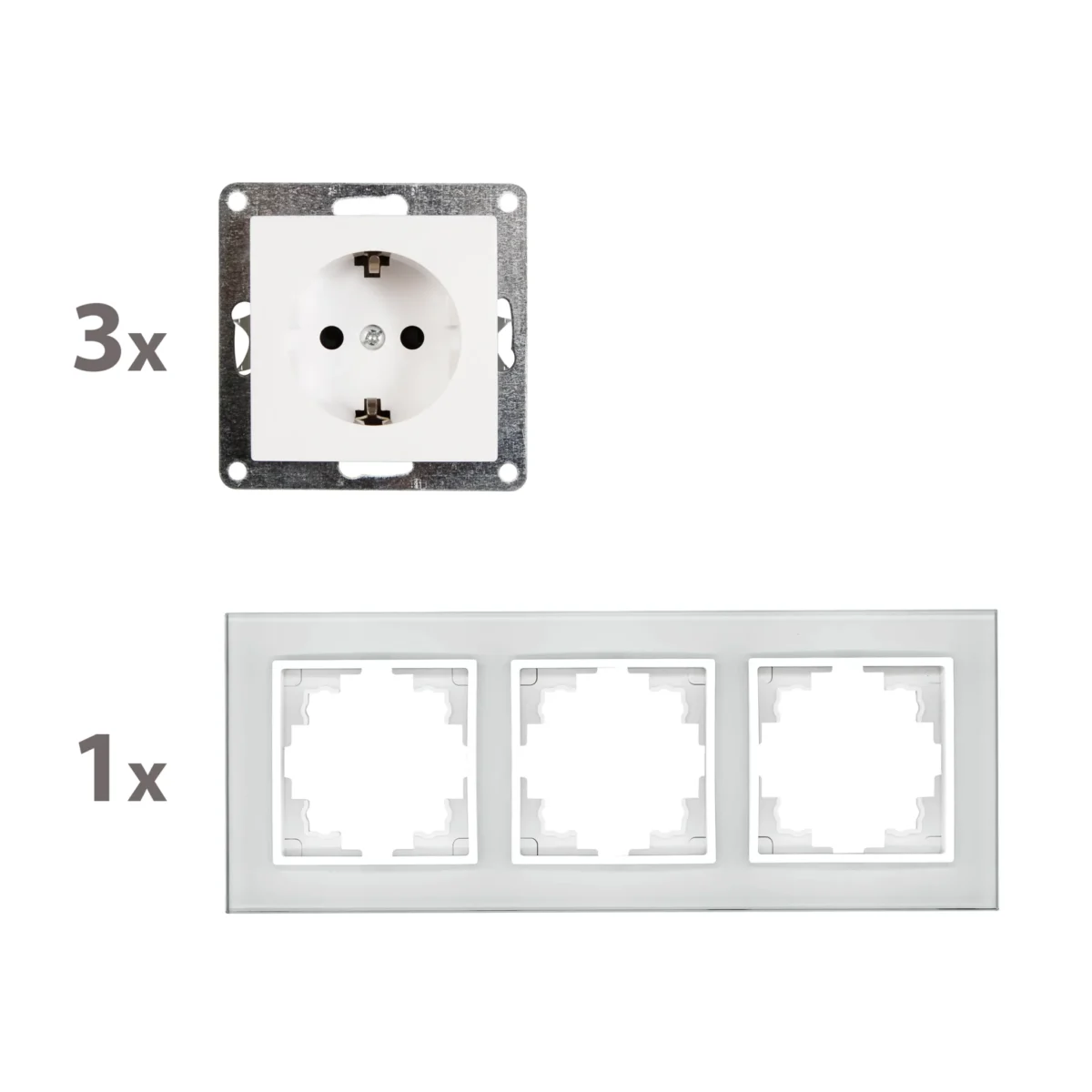 Steckdosen Set McPower Flair "Beginner 3S-Style" 4-teilig, weiß + Glasrahmen – Bild 2