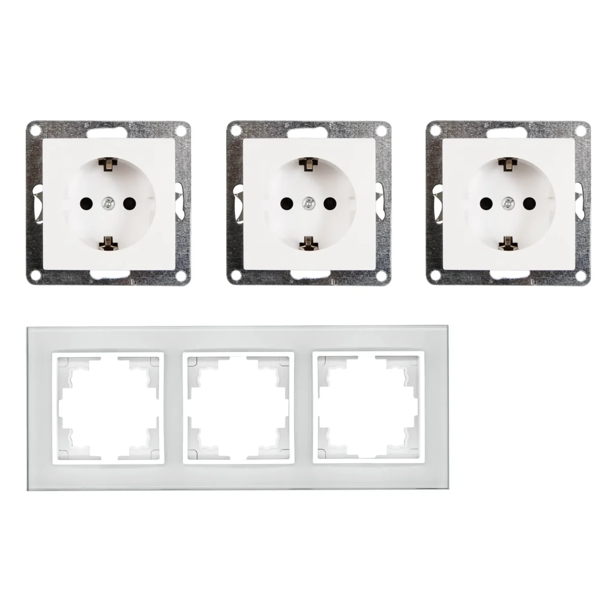 Steckdosen Set McPower Flair "Beginner 3S-Style Profi" weiß + Glasrahmen, Steckanschluss – Bild 3