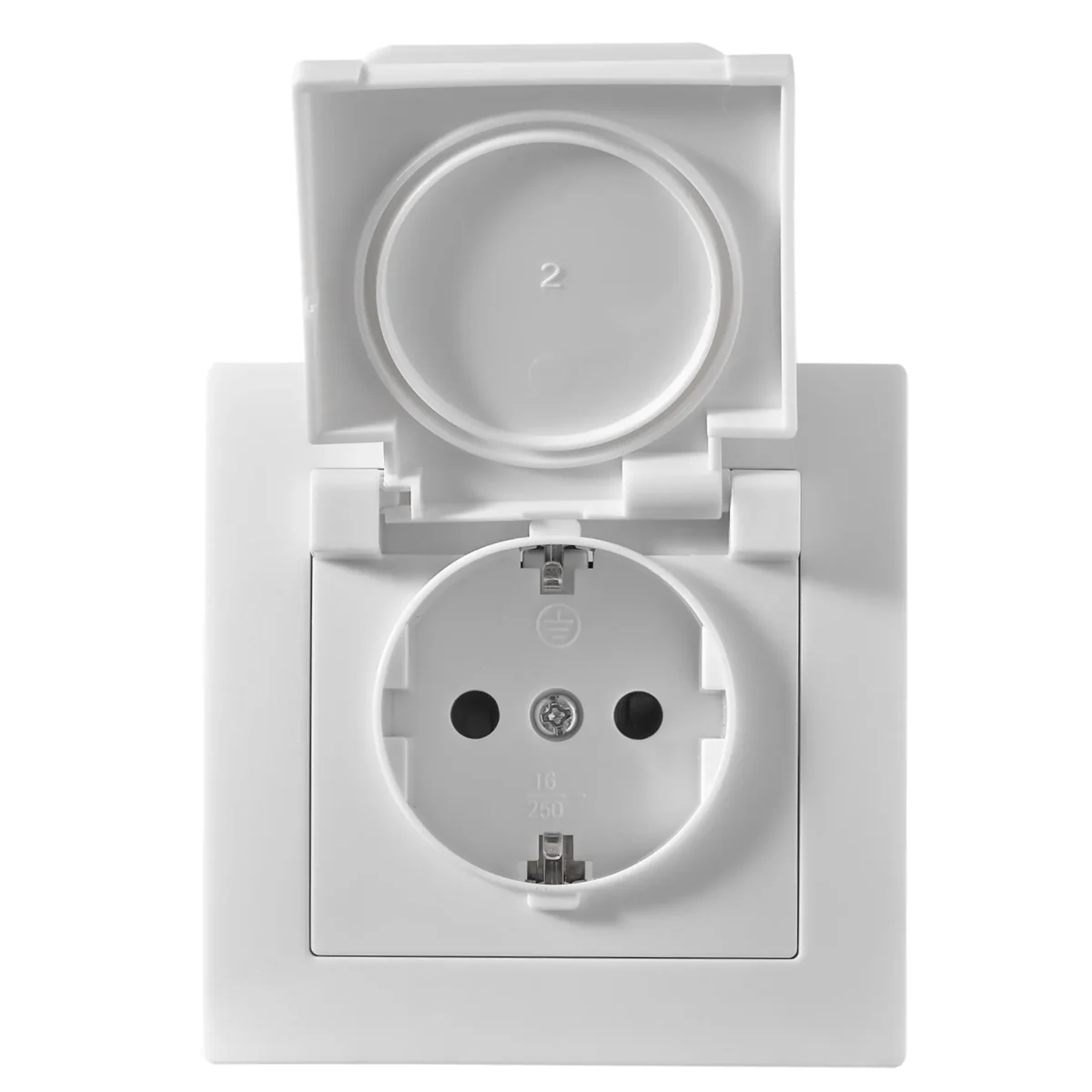 Schutzkontakt-Steckdose McPower "Flair" 250V/16A, UP, IP44, weiß, Steckanschluss – Bild 2