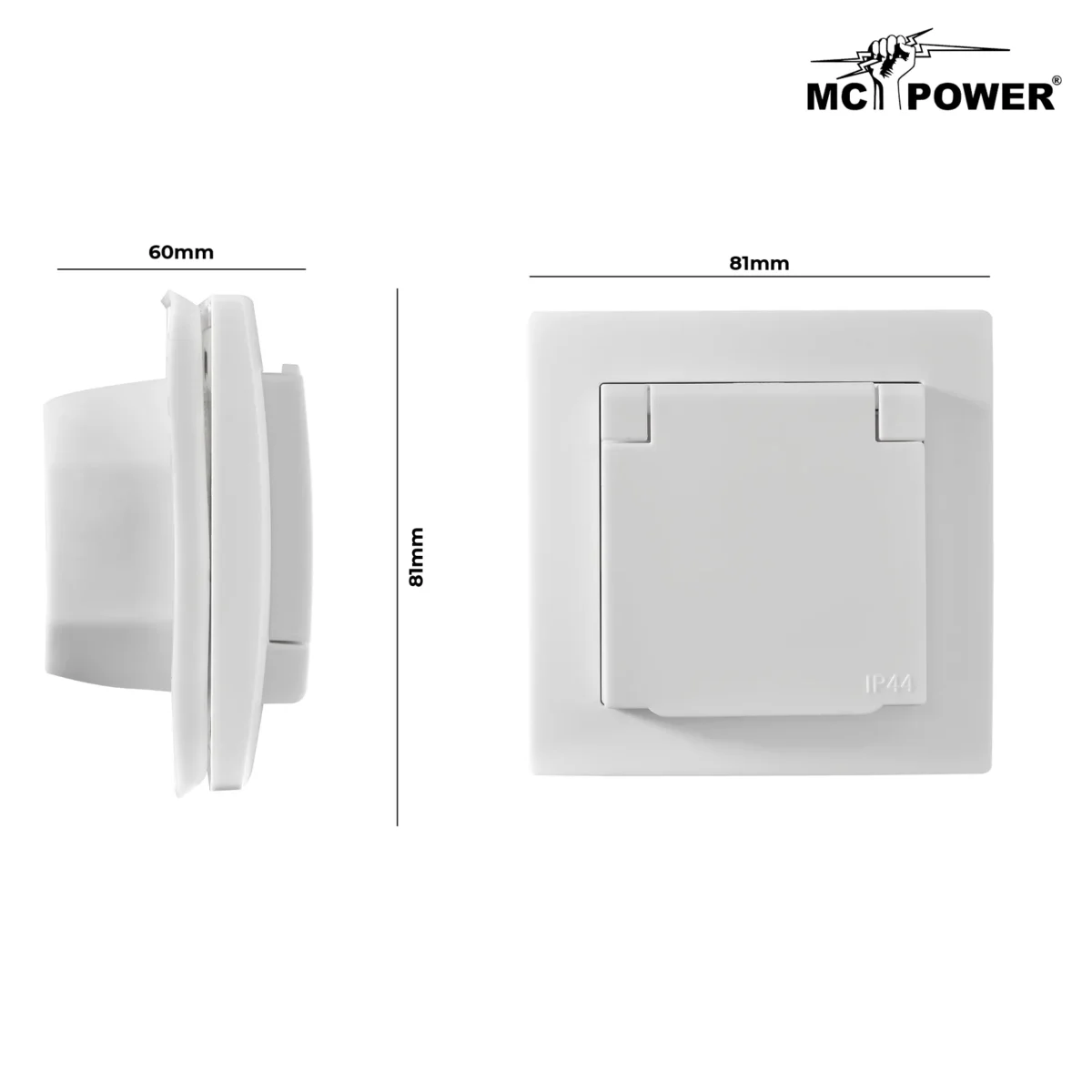 Schutzkontakt-Steckdose McPower "Flair" 250V/16A, UP, IP44, weiß, Steckanschluss – Bild 4