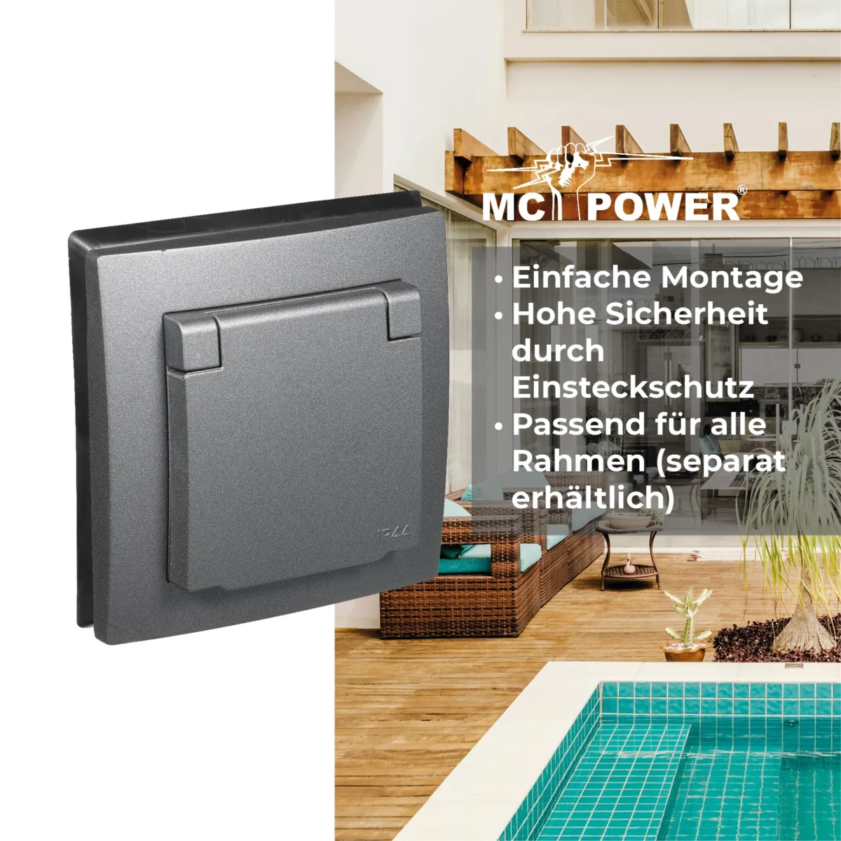 Schutzkontakt-Steckdose McPower "Flair" 250V/16A, UP, IP44, Steckanschluss – Bild 4