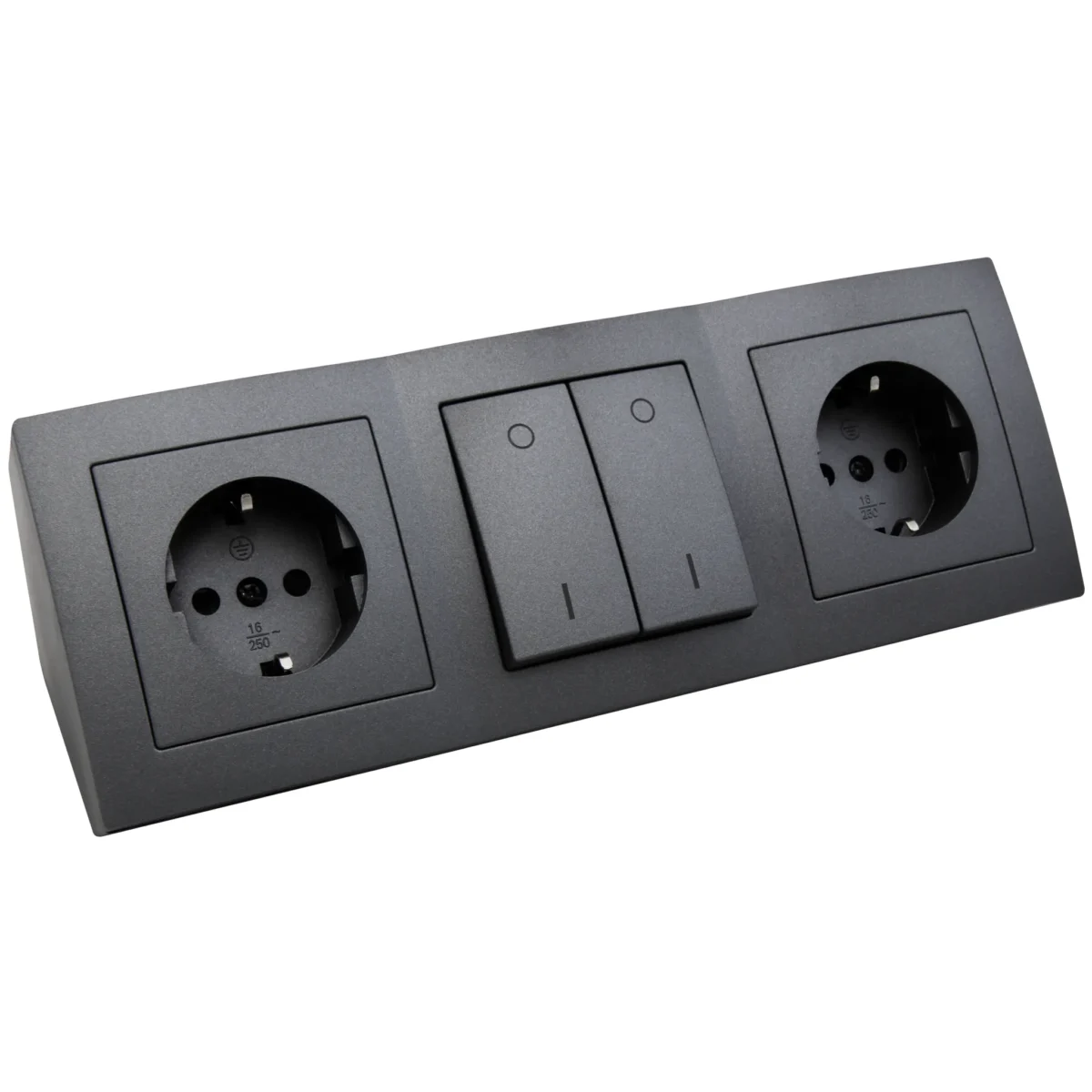 Steckdosenblock McPower "Flair" anthrazit, 2-fach Schutzkontakt + Schalter – Bild 1