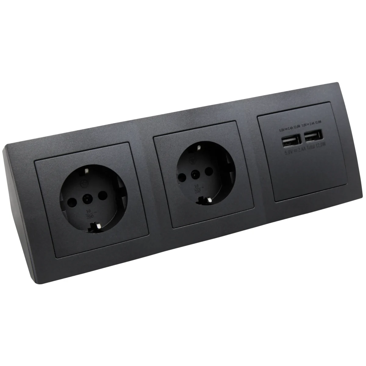 Steckdosenblock McPower "Flair" anthrazit, 2-fach Schutzkontakt + 2x USB – Bild 1