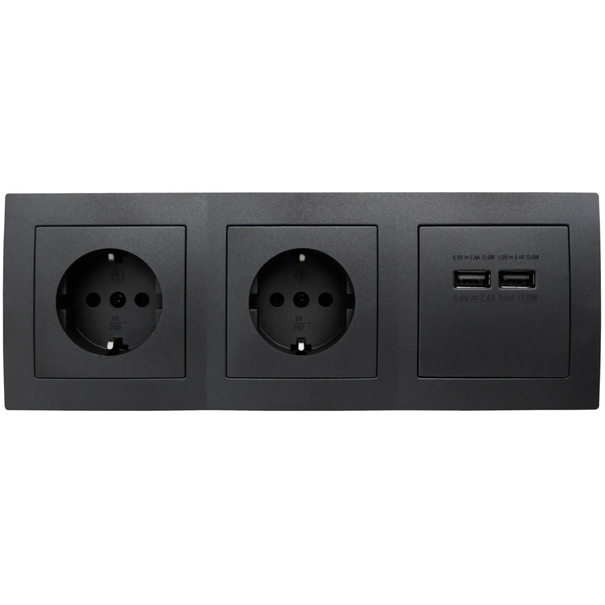 Steckdosenblock McPower "Flair" anthrazit, 2-fach Schutzkontakt + 2x USB – Bild 2