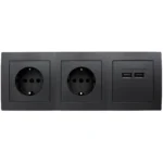 Steckdosenblock McPower "Flair" anthrazit, 2-fach Schutzkontakt + 2x USB – Bild 2