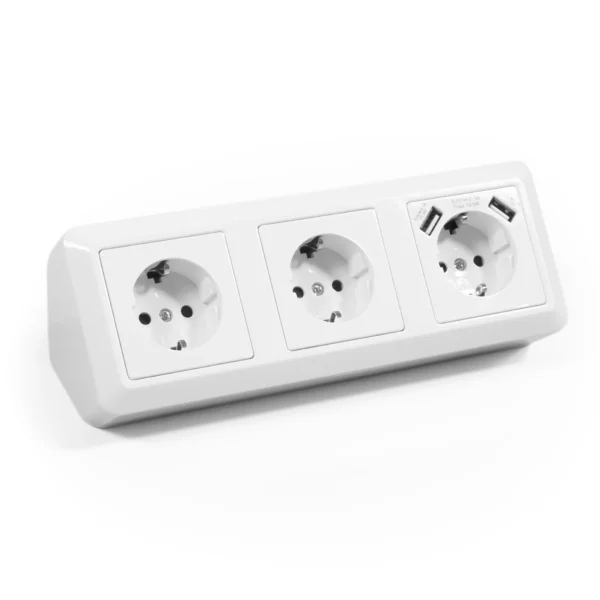 Steckdosenblock McPower "Cup" Aufbau, weiß, 3-fach Schutzkontakt + USB