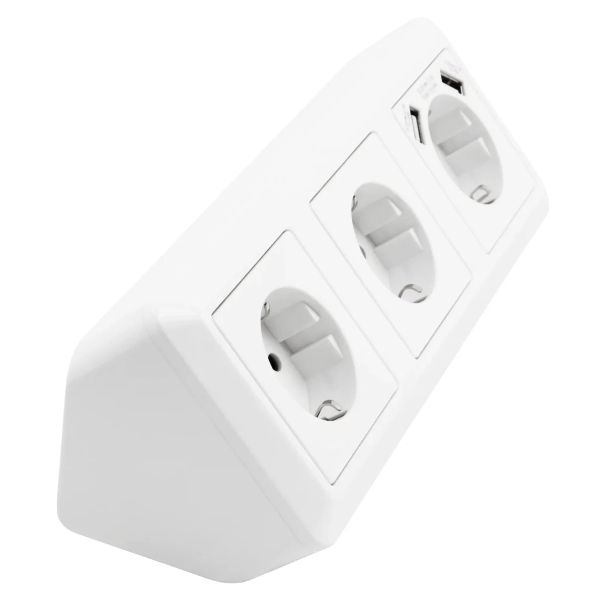 Steckdosenblock McPower "Cup" Aufbau, weiß, 3-fach Schutzkontakt + USB – Bild 3