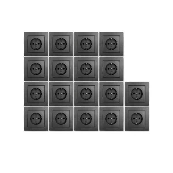 Schutzkontakt-Steckdose McPower "Flair" Einsteckschutz, 18er-Pack, inkl. Rahmen