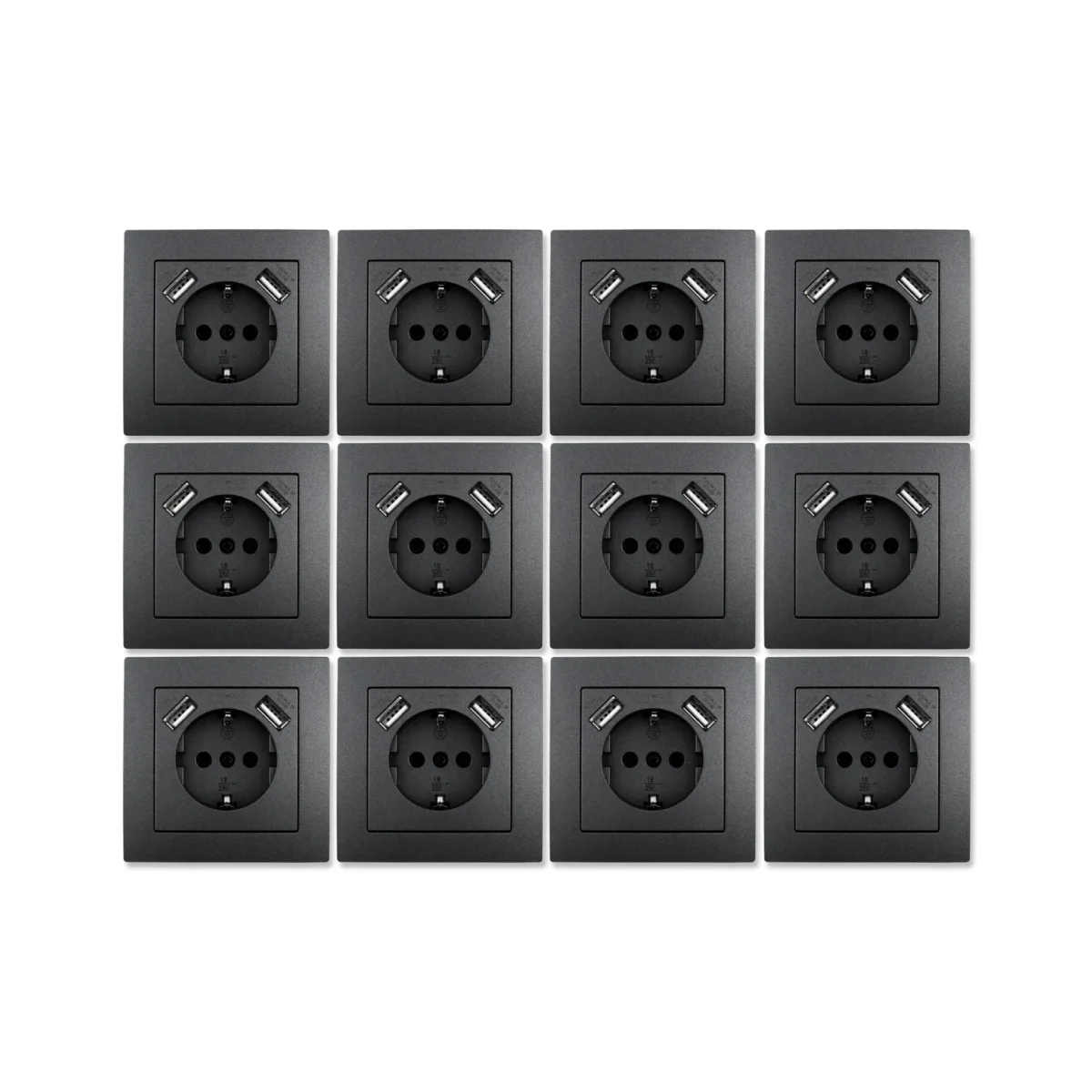 Schutzkontakt-Steckdose mit 2x USB McPower "Flair" 250V~/16A, 5V/2,1A, 12er-Pack – Bild 1