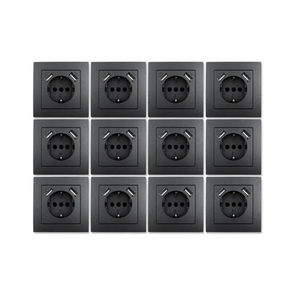 Schutzkontakt-Steckdose mit 2x USB McPower "Flair" 250V~/16A, 5V/2,1A, 12er-Pack